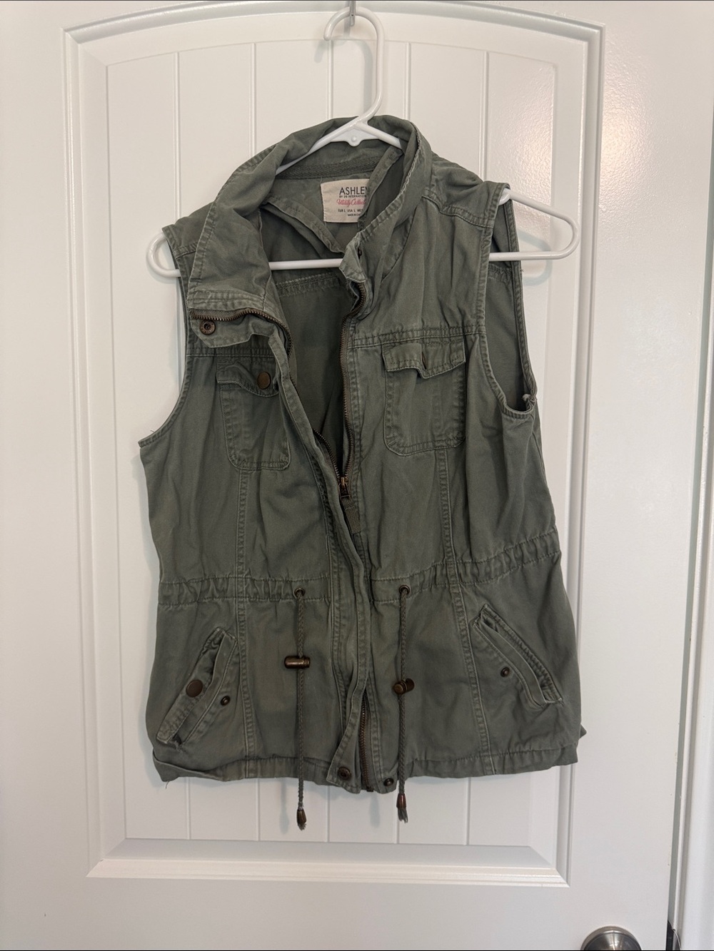 Ashley By 26 International Olive Utility Drawstring Vest